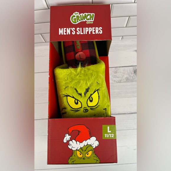 Dr. Seuss The Grinch Size:L(11/12) Men’s Christmas Holiday Slippers Multi Color - Picture 2 of 5